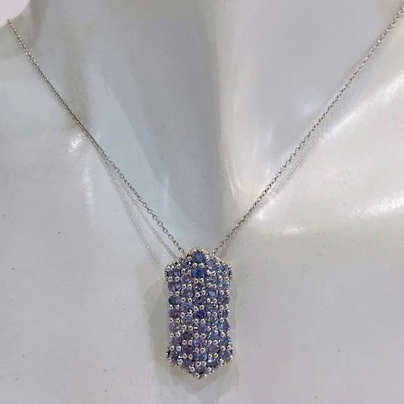 Sterling Silver Tanzanite Pendant 20” Necklace - Picture 2 of 11